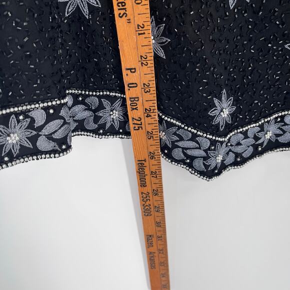 Cote d Azur Silk Beaded Flower Old Money Black Y2K Blouse Country Women’s 3X - Picture 10 of 10